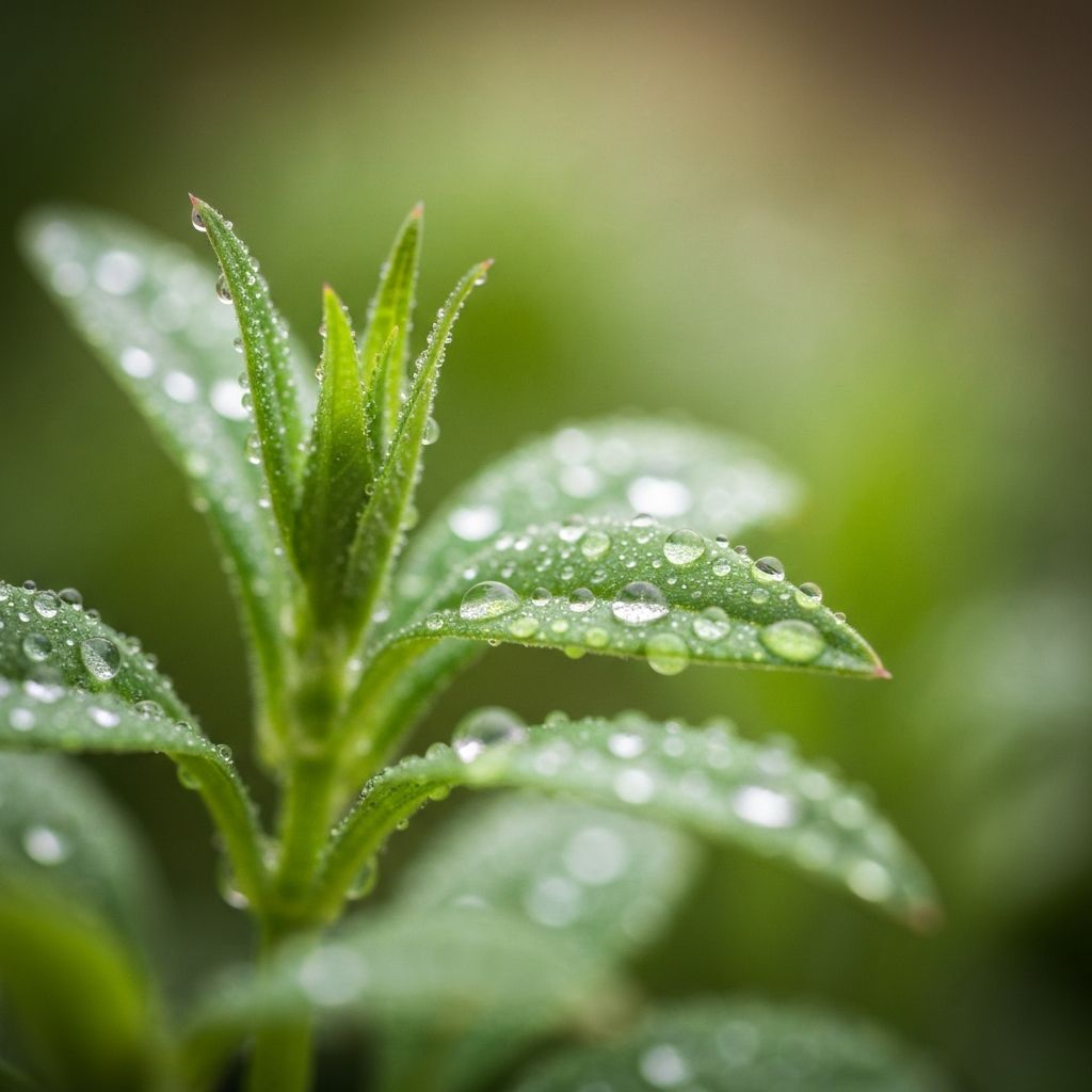 Grüne Pflanzen mit Wassertropfen